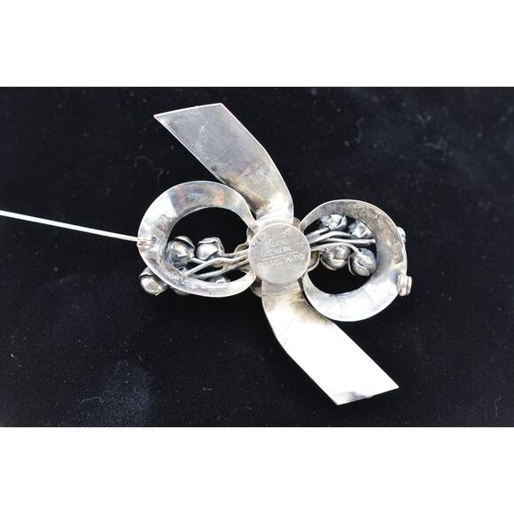 Vintage Hobe Signed Sterling Silver Brooch - 1940s Wwii-era  Vintage Signed Hobe Sterling Silver Floral Bow 1940\'s Brooch